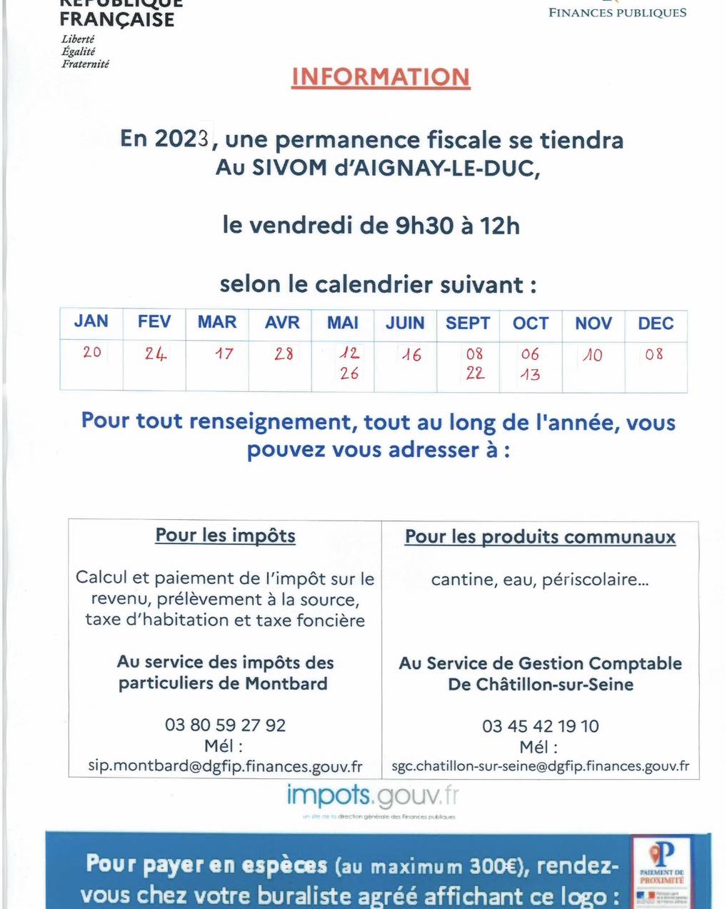 Une permanence fiscale de proximité