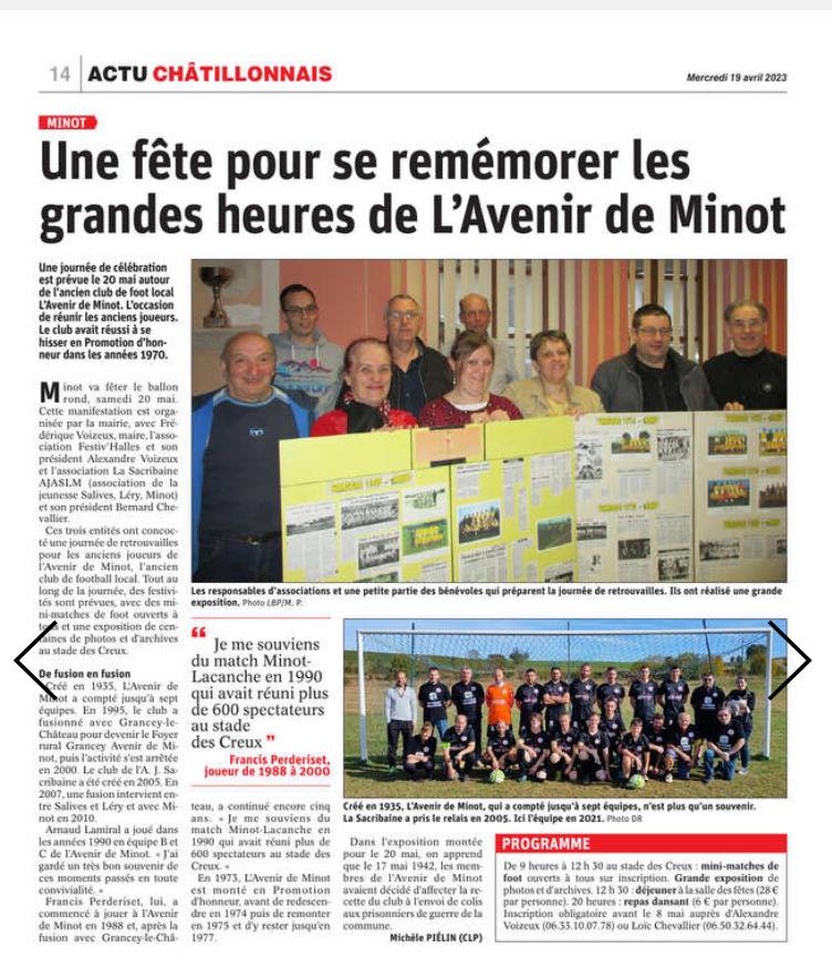 Une fête pour se remémorer les grandes heures de l'Avenir de Minot